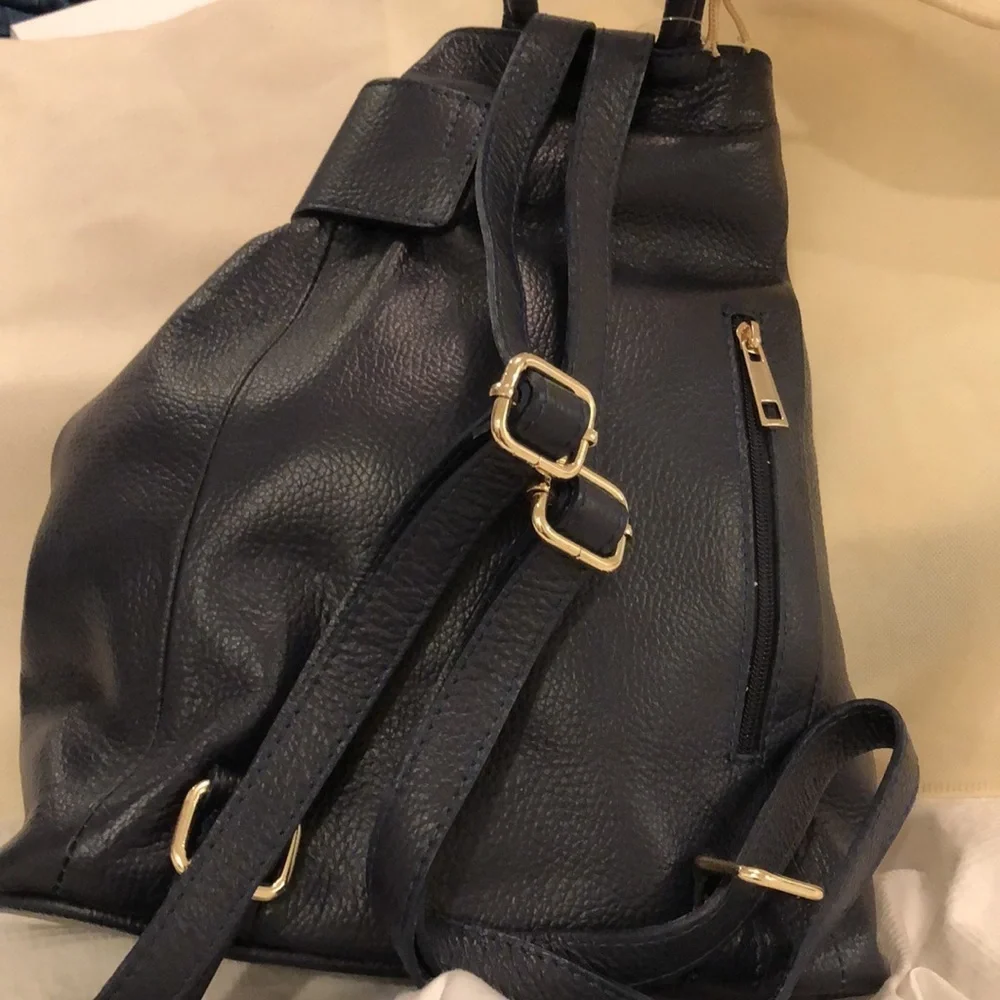 LEATHER BACKPACK/HANDBAG in Deep Navy NWT